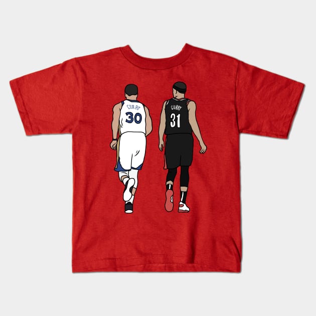 Steph And Seth Curry Kids T-Shirt by rattraptees